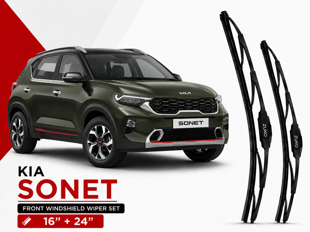 Zuko India Sonet KIA (2015-2026) Compatible Wiper Blades | Conventional, Hybrid & Frameless