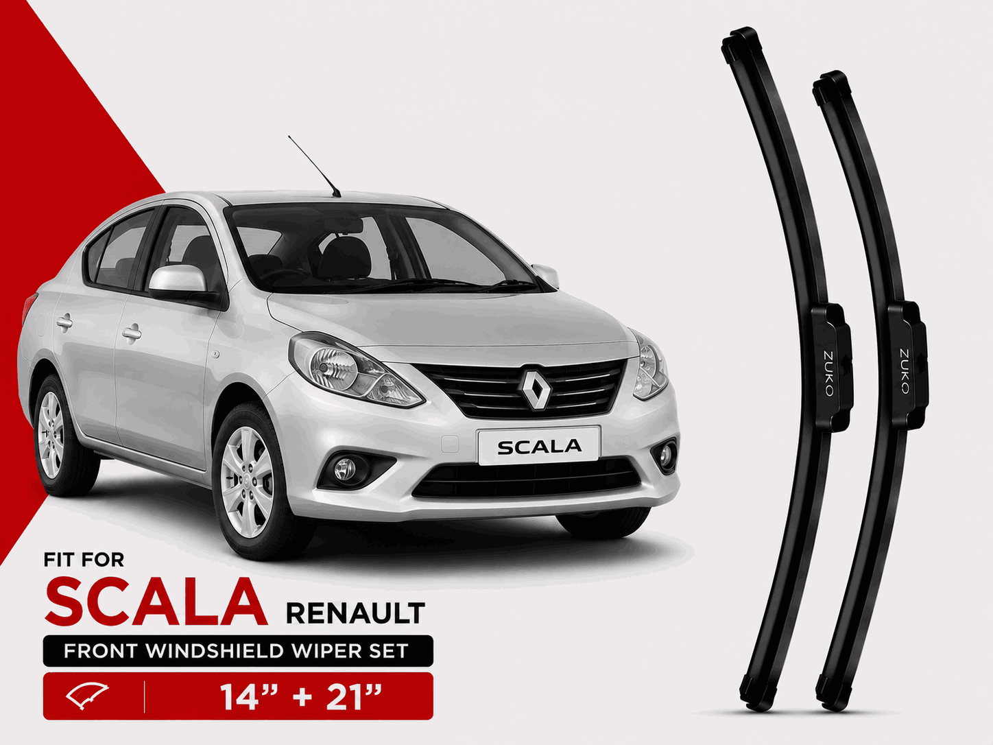 Zuko India Scala RENAULT (2012-2017) Compatible Wiper Blades | Conventional, Hybrid & Frameless