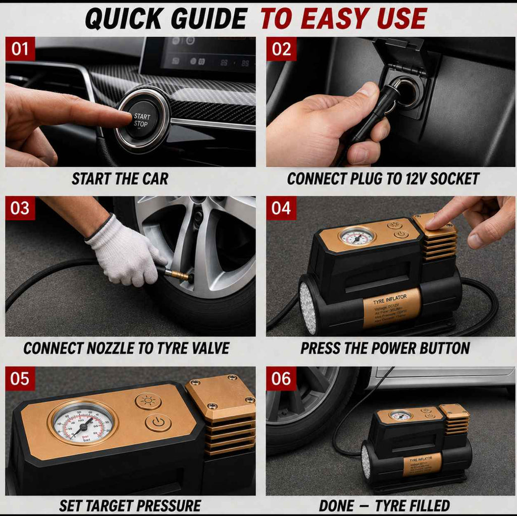 Zuko India Tyre Inflator + LED Torch 2 in 1 ZI-350 | Digital Display Air Compressor for Car