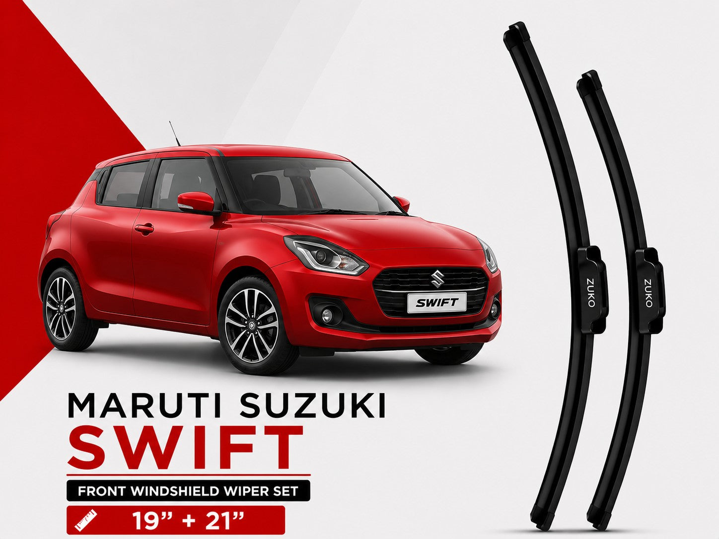 Zuko India Swift MARUTI SUZUKI (2005-2026) Compatible Wiper Blades | Conventional, Hybrid & Frameless