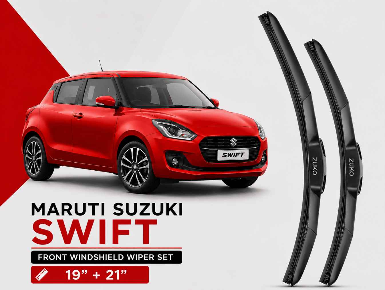 Zuko India Swift MARUTI SUZUKI (2005-2026) Compatible Wiper Blades | Conventional, Hybrid & Frameless