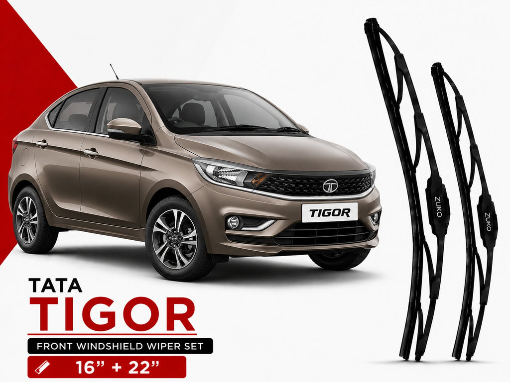 Zuko India Tigor TATA (2015-2026) Compatible Wiper Blades | Conventional, Hybrid & Frameless