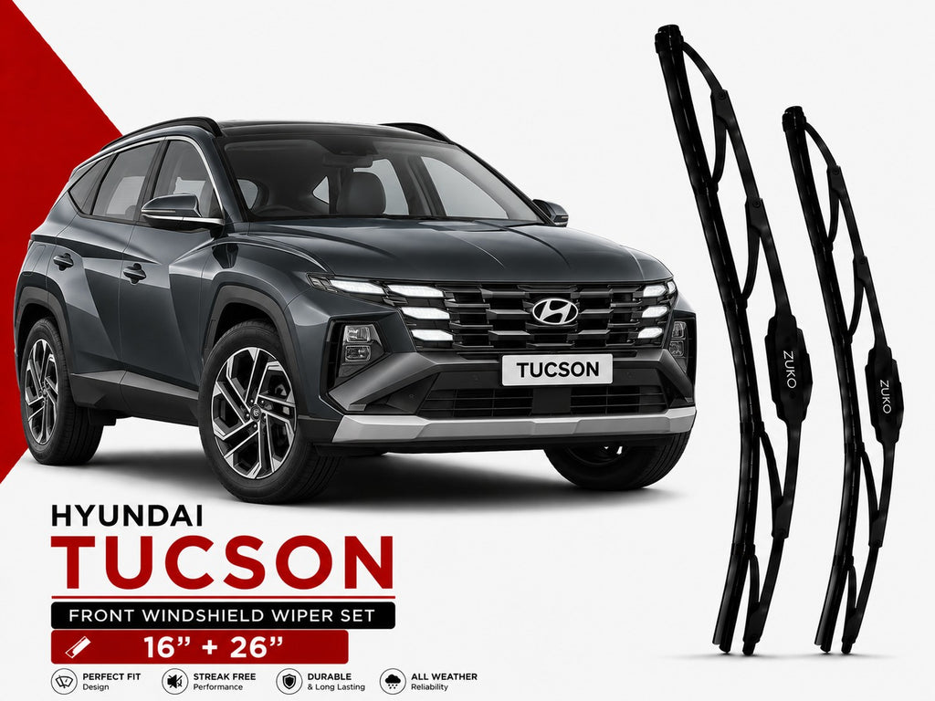 Zuko India Tucson HYUNDAI (2015-2026) Compatible Wiper Blades | Conventional, Hybrid & Frameless
