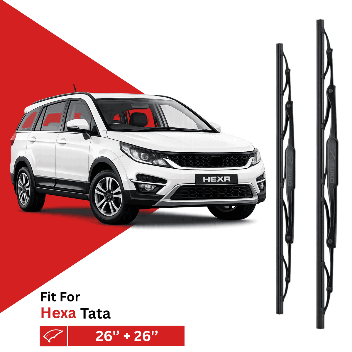 Zuko India Hexa TATA (2017-2020) Compatible Wiper Blades | Conventional, Hybrid & Frameless