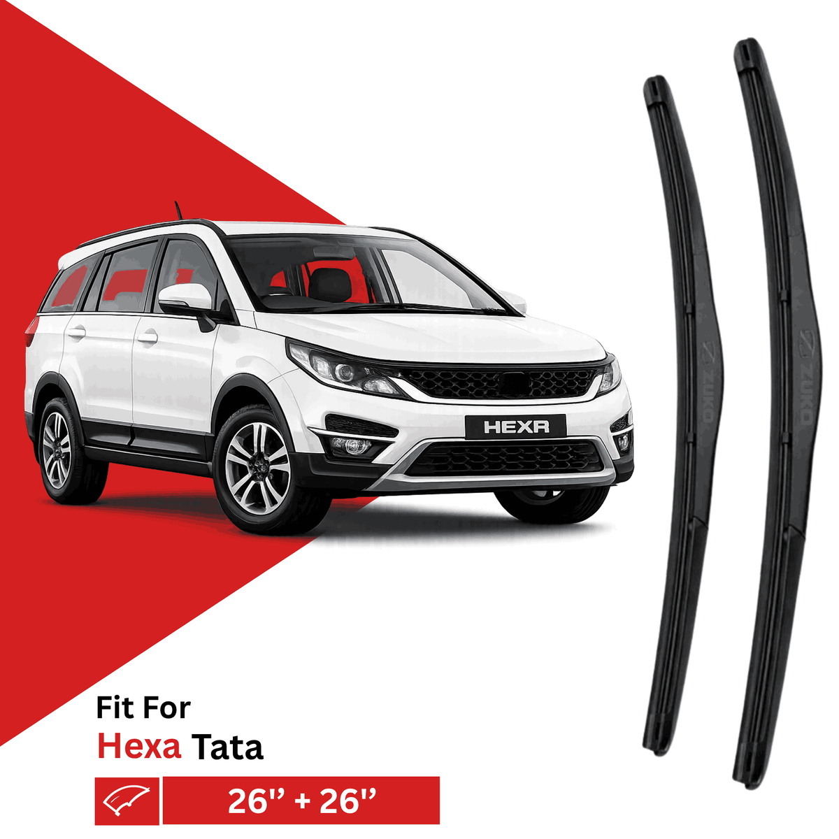 Zuko India Hexa TATA (2017-2020) Compatible Wiper Blades | Conventional, Hybrid & Frameless