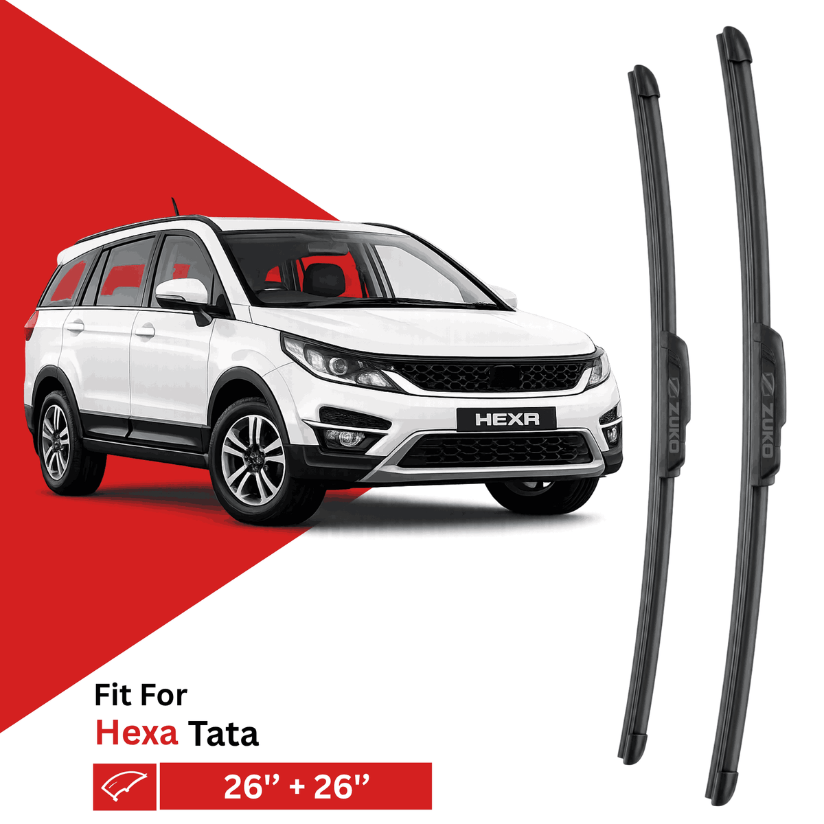 Zuko India Hexa TATA (2017-2020) Compatible Wiper Blades | Conventional, Hybrid & Frameless