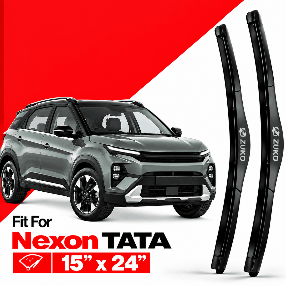 Zuko India Nexon TATA (2015-2026) Compatible Wiper Blades | Conventional, Hybrid & Frameless