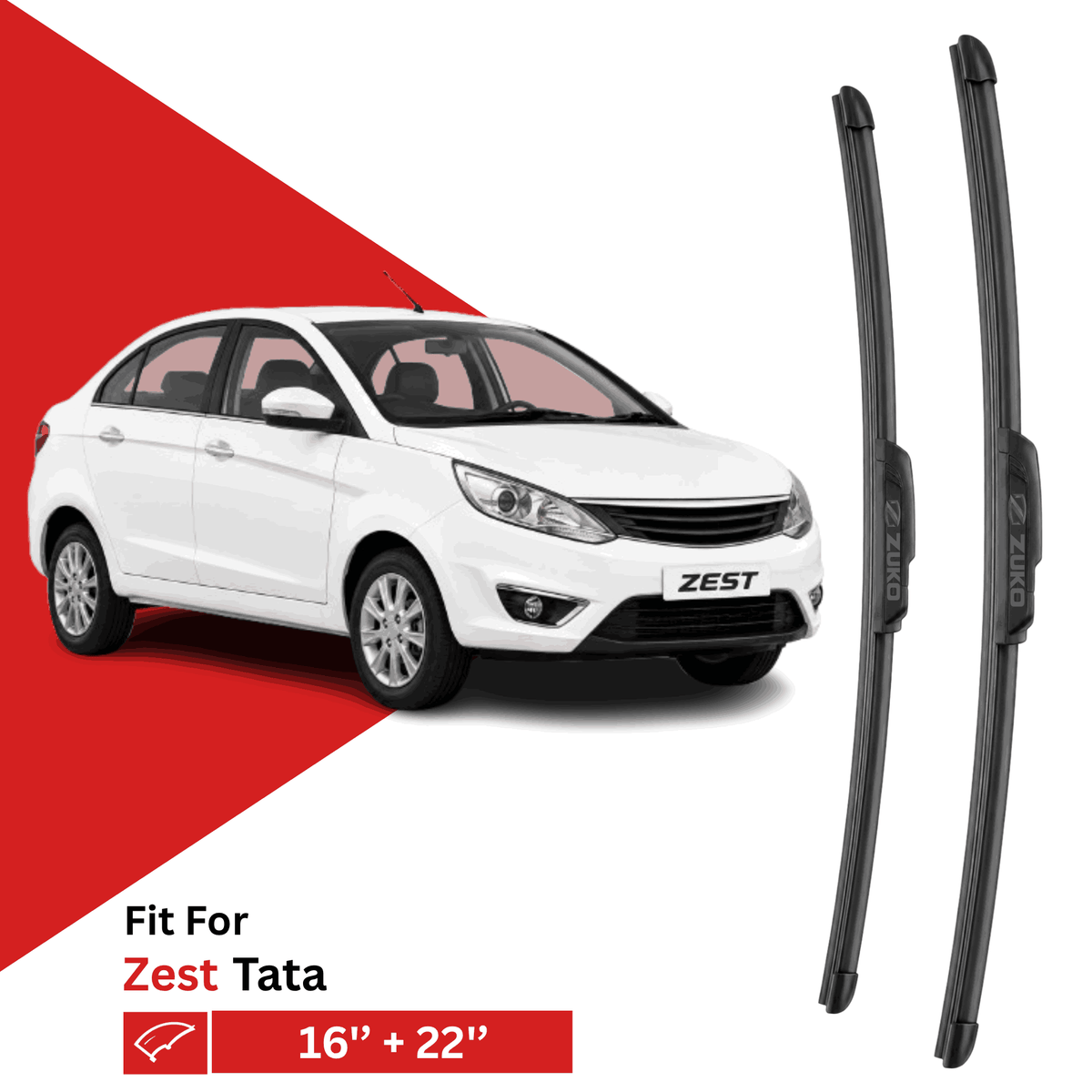 Zuko India Zest TATA (2014-2020) Compatible Wiper Blades | Conventional, Hybrid & Frameless