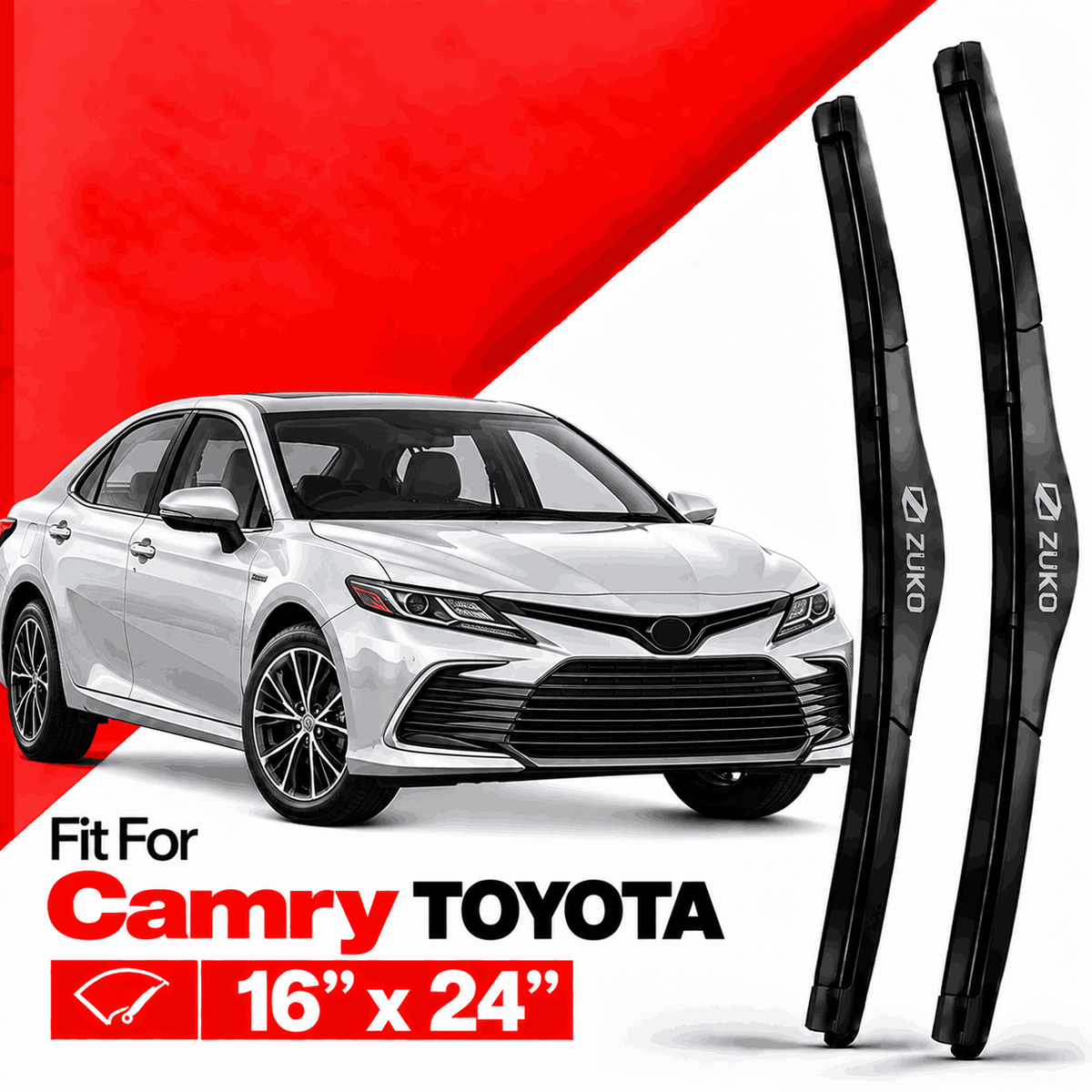 Zuko India Camry TOYOTA (2015-2026) Compatible Wiper Blades | Conventional, Hybrid & Frameless