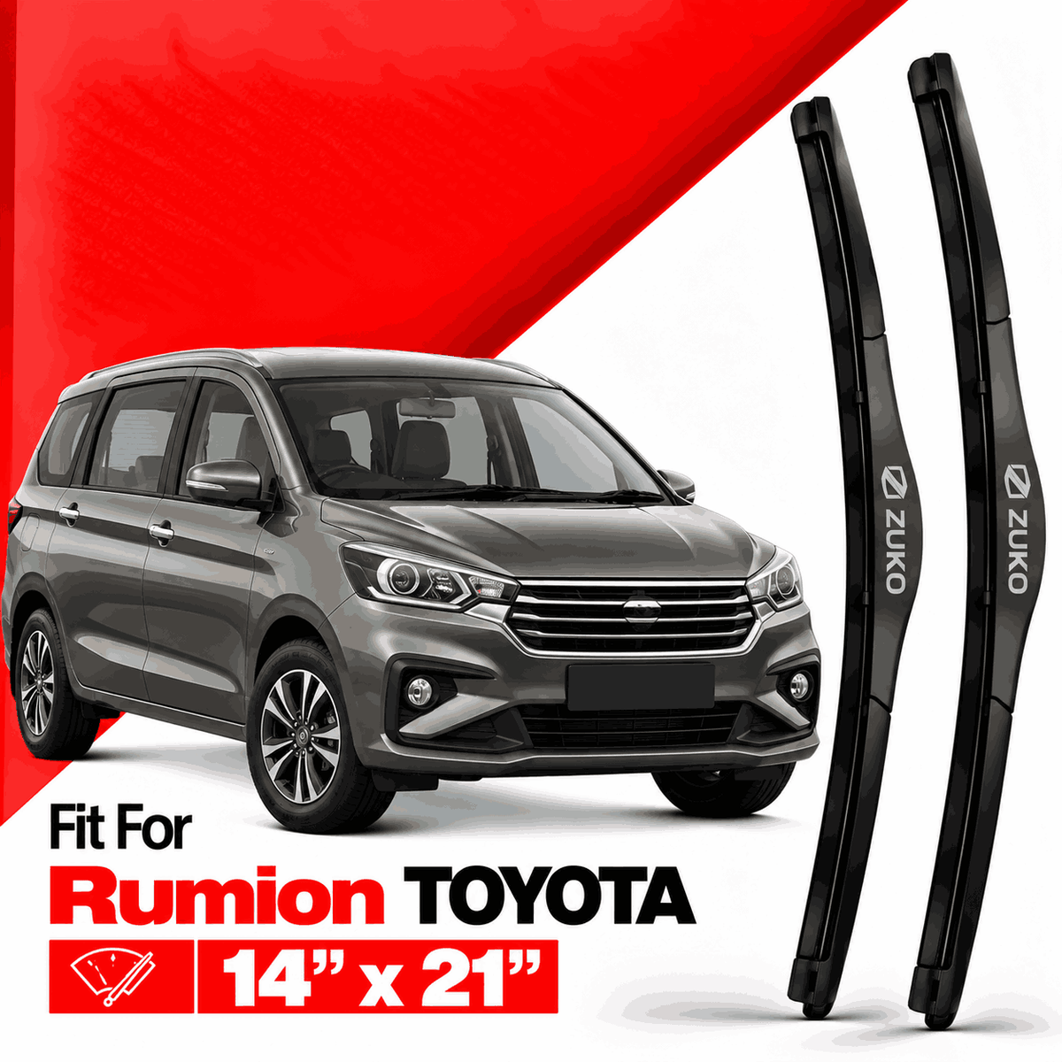 Zuko India Rumion TOYOTA (2015-2026) Compatible Wiper Blades | Conventional, Hybrid & Frameless