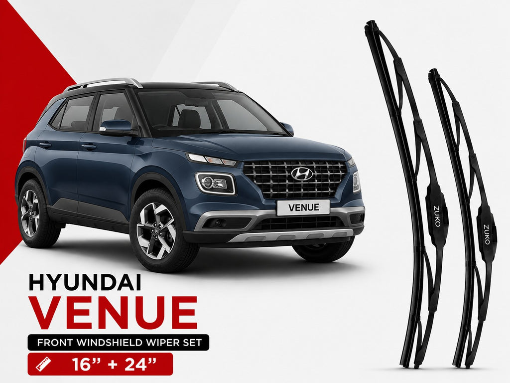 Zuko India Venue HYUNDAI (2015-2026) Compatible Wiper Blades | Conventional, Hybrid & Frameless