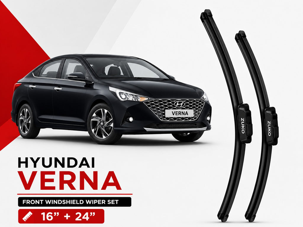 Zuko India Verna HYUNDAI (2015-2026) Compatible Wiper Blades | Conventional, Hybrid & Frameless