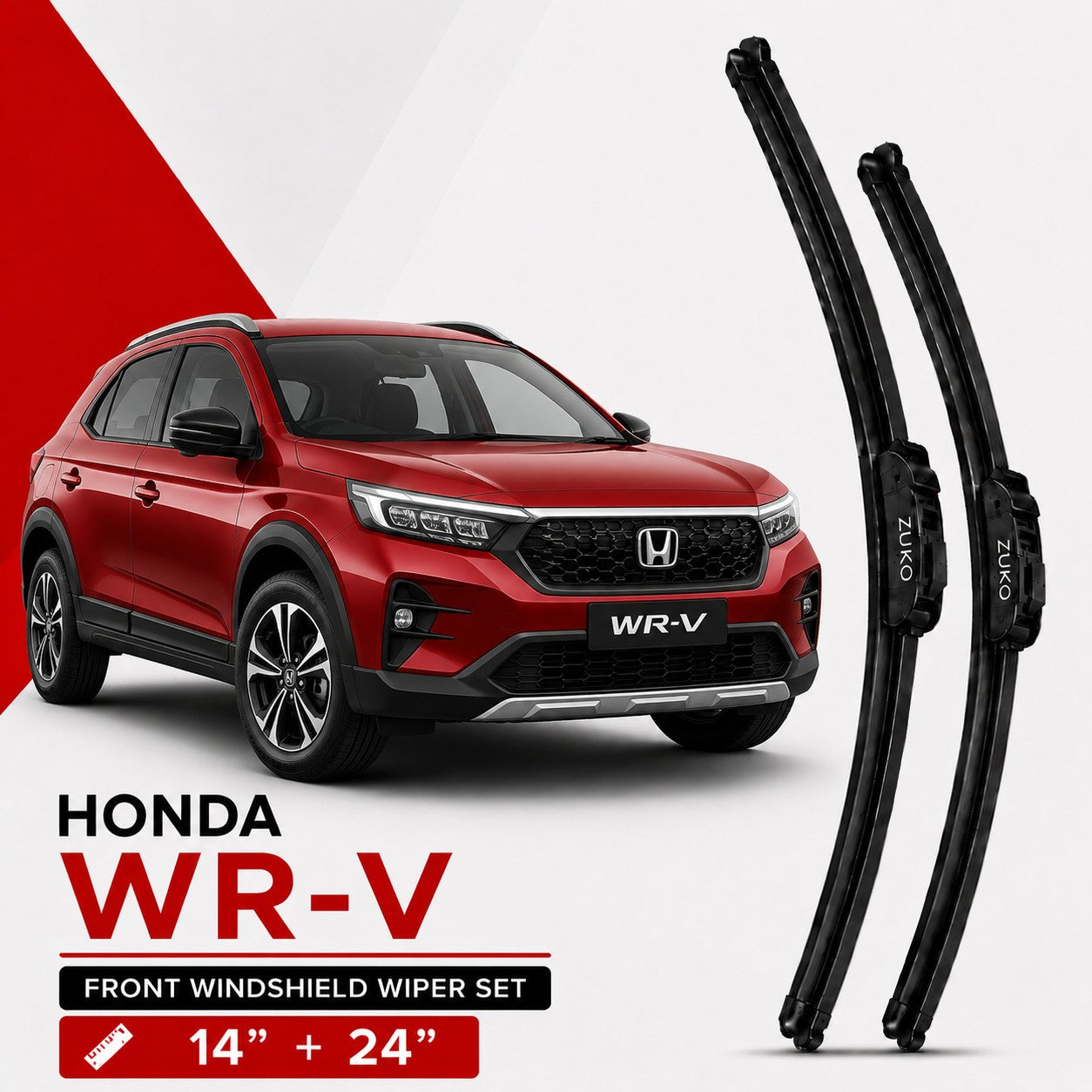 Zuko India WR-V HONDA (2015-2026) Compatible Wiper Blades | Conventional, Hybrid & Frameless