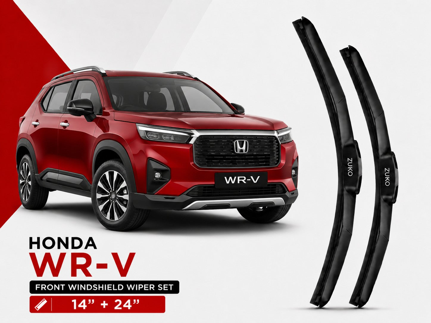 Zuko India WR-V HONDA (2015-2026) Compatible Wiper Blades | Conventional, Hybrid & Frameless