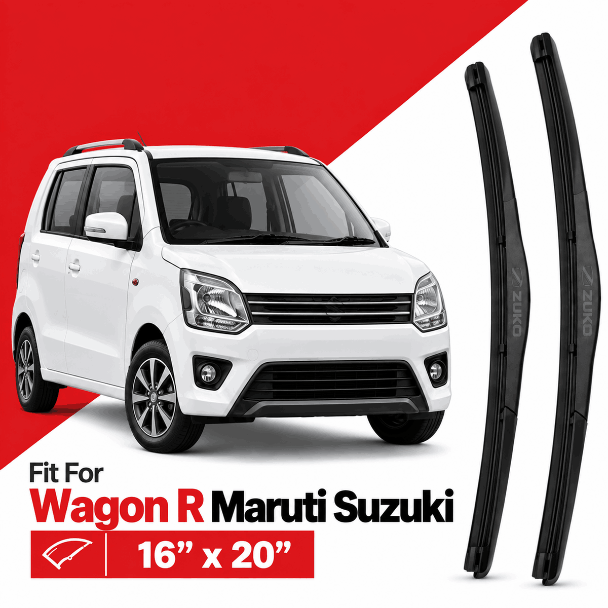 Zuko India Wagon R MARUTI SUZUKI (2005-2026) Compatible Wiper Blades | Conventional, Hybrid & Frameless