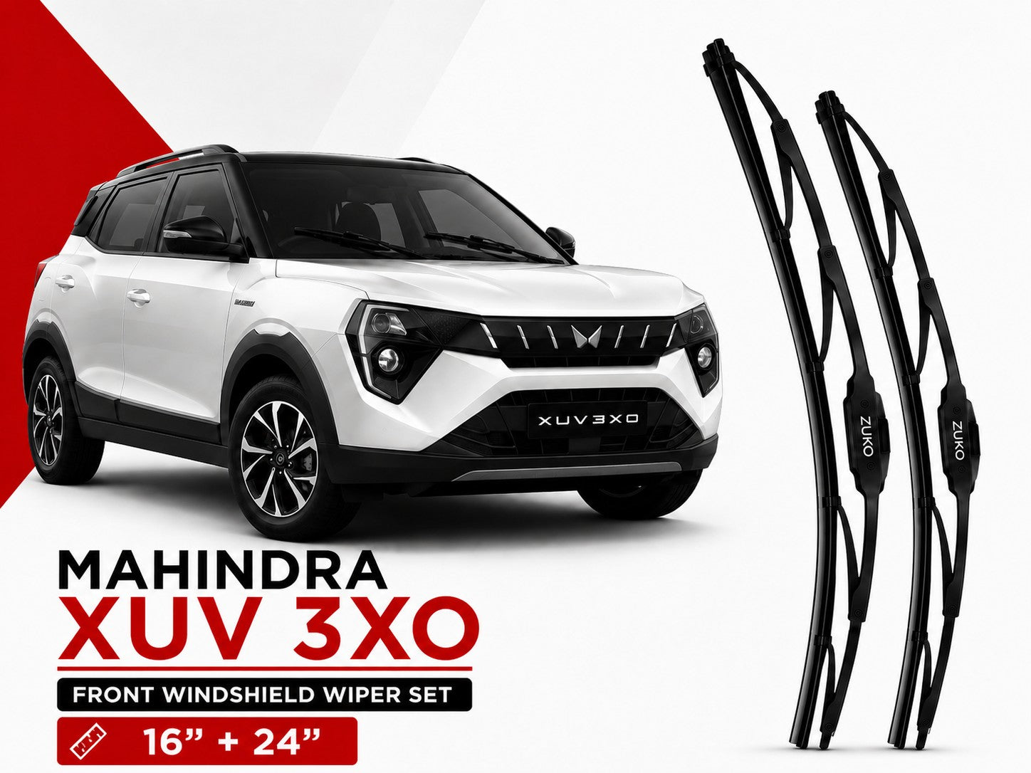 Zuko India XUV3XO MAHINDRA (2015-2026) Compatible Wiper Blades | Conventional, Hybrid & Frameless