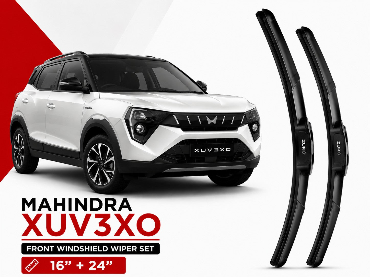 Zuko India XUV3XO MAHINDRA (2015-2026) Compatible Wiper Blades | Conventional, Hybrid & Frameless