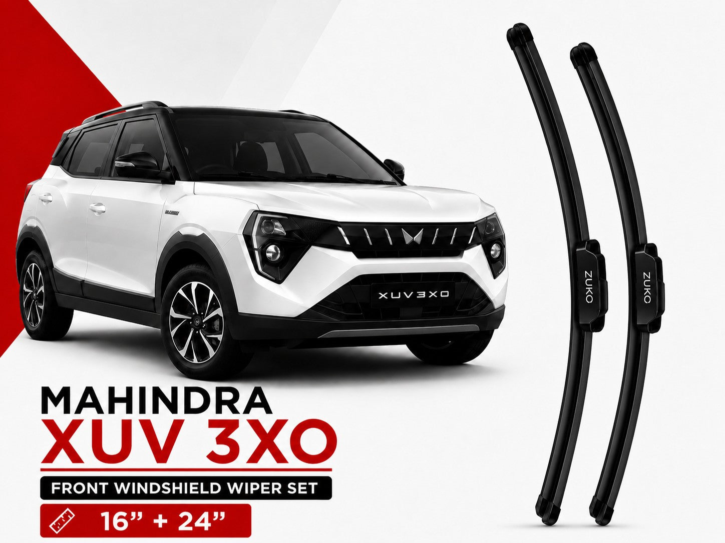 Zuko India XUV3XO MAHINDRA (2015-2026) Compatible Wiper Blades | Conventional, Hybrid & Frameless