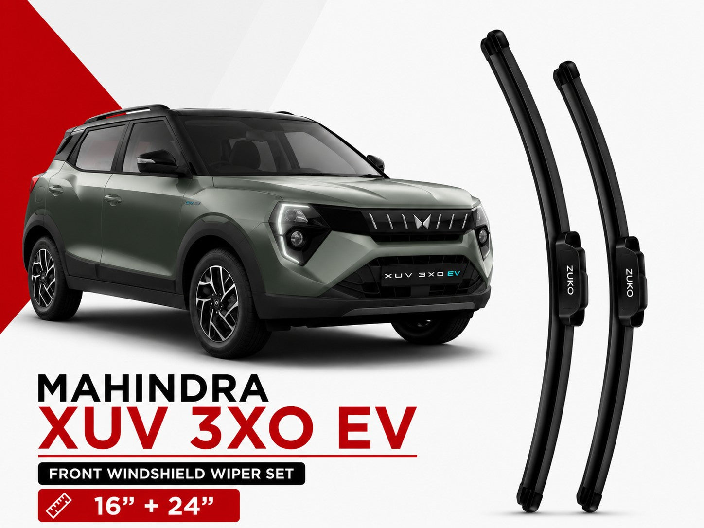 Zuko India XUV 3XO EV MAHINDRA (2015-2026) Compatible Wiper Blades | Conventional, Hybrid & Frameless