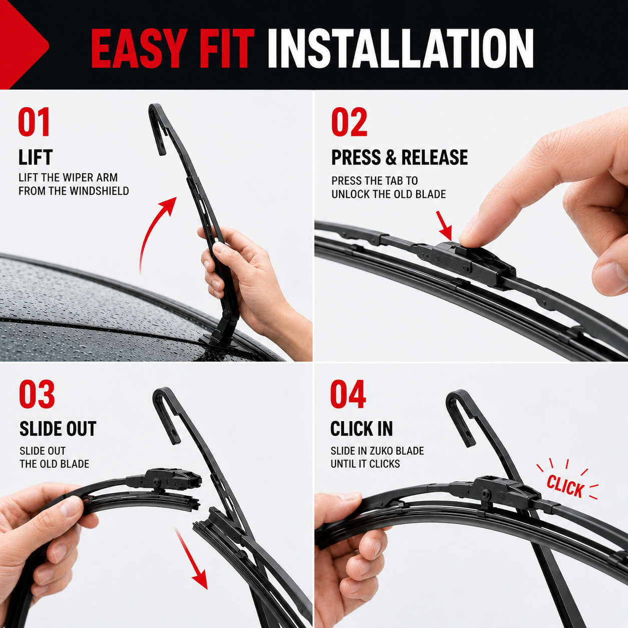 Zuko India Hector MG MOTOR (2015-2026) Compatible Wiper Blades | Conventional, Hybrid & Frameless