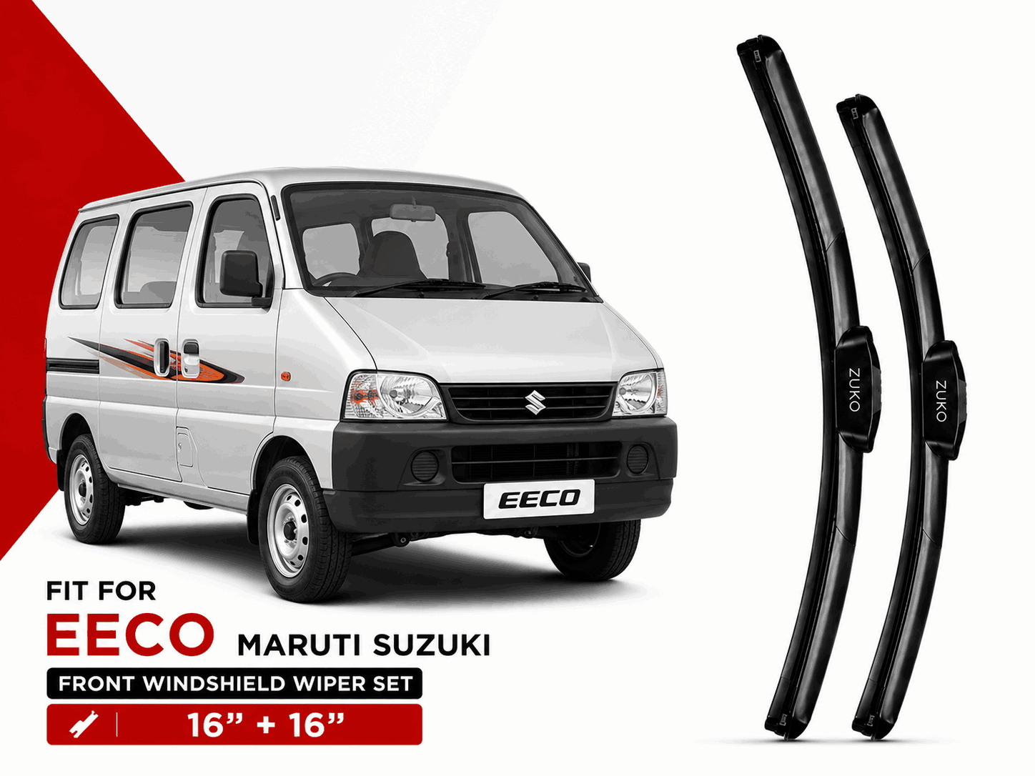 Zuko India Eeco MARUTI SUZUKI (2010-2026) Compatible Wiper Blades | Conventional, Hybrid & Frameless