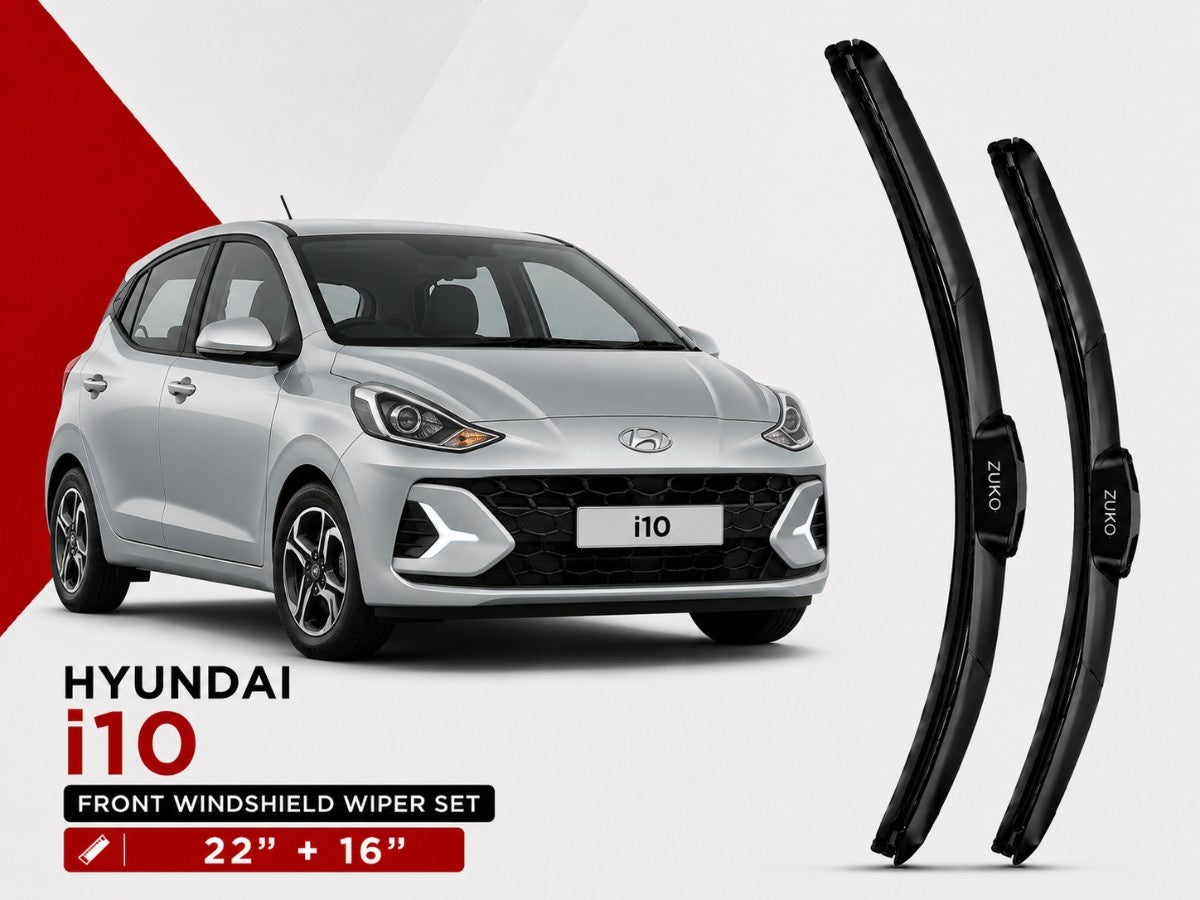 Zuko India i10 HYUNDAI (2015-2026) Compatible Wiper Blades | Conventional, Hybrid & Frameless