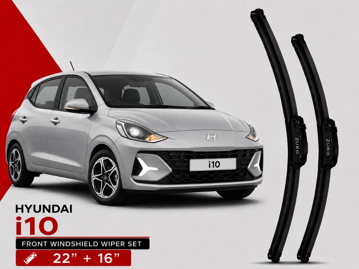 Zuko India i10 HYUNDAI (2015-2026) Compatible Wiper Blades | Conventional, Hybrid & Frameless