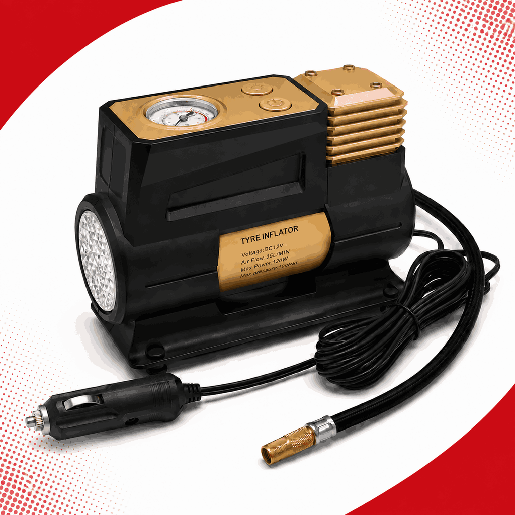 Zuko India Tyre Inflator | Single Cylinder Air Compressor with LED Light