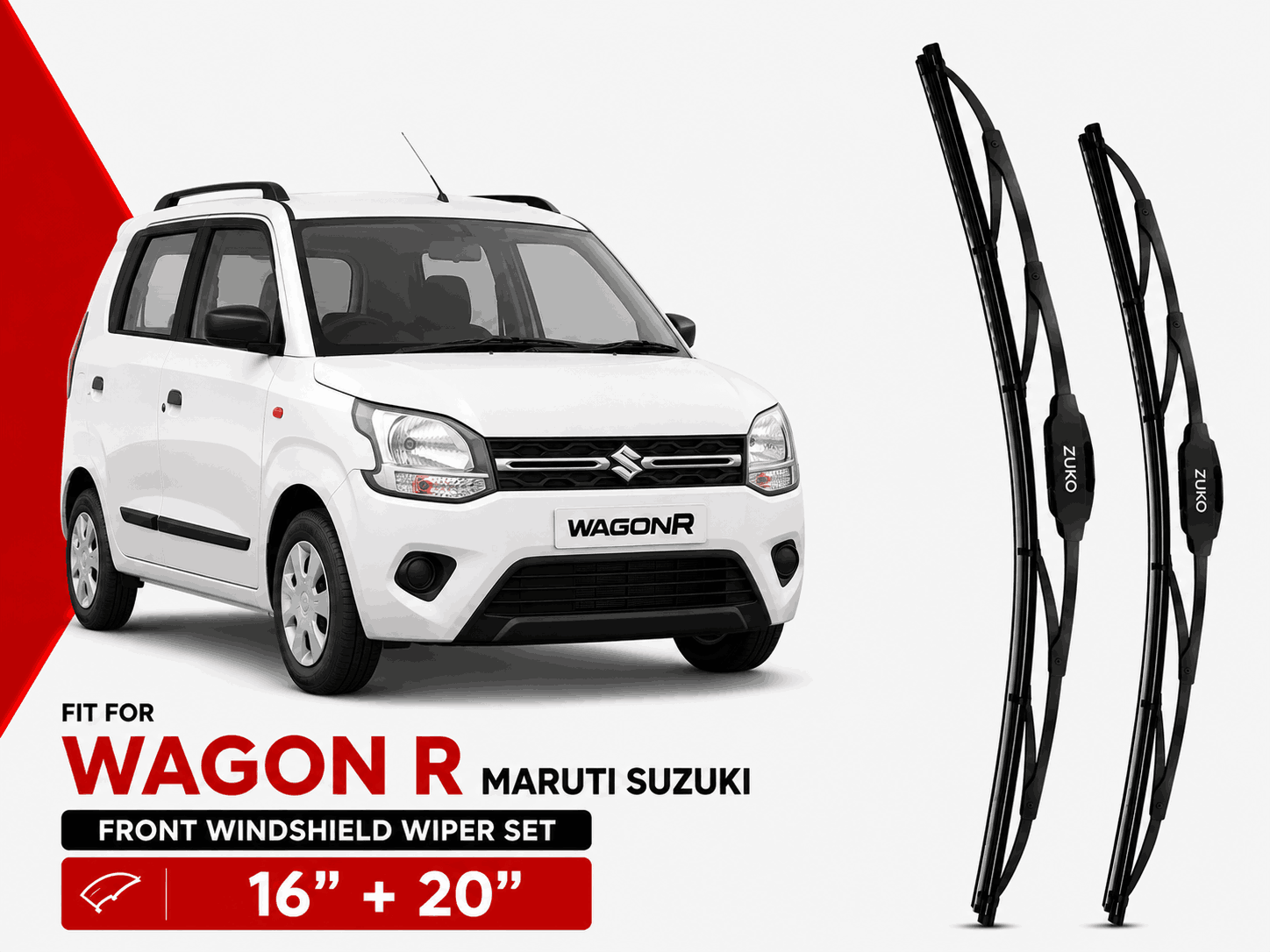 Zuko India Wagon R MARUTI SUZUKI (2005-2026) Compatible Wiper Blades | Conventional, Hybrid & Frameless