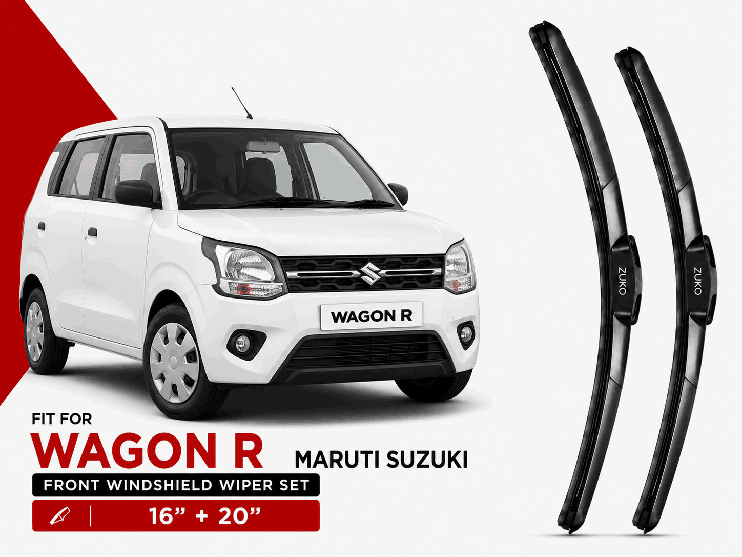 Zuko India Wagon R MARUTI SUZUKI (2005-2026) Compatible Wiper Blades | Conventional, Hybrid & Frameless